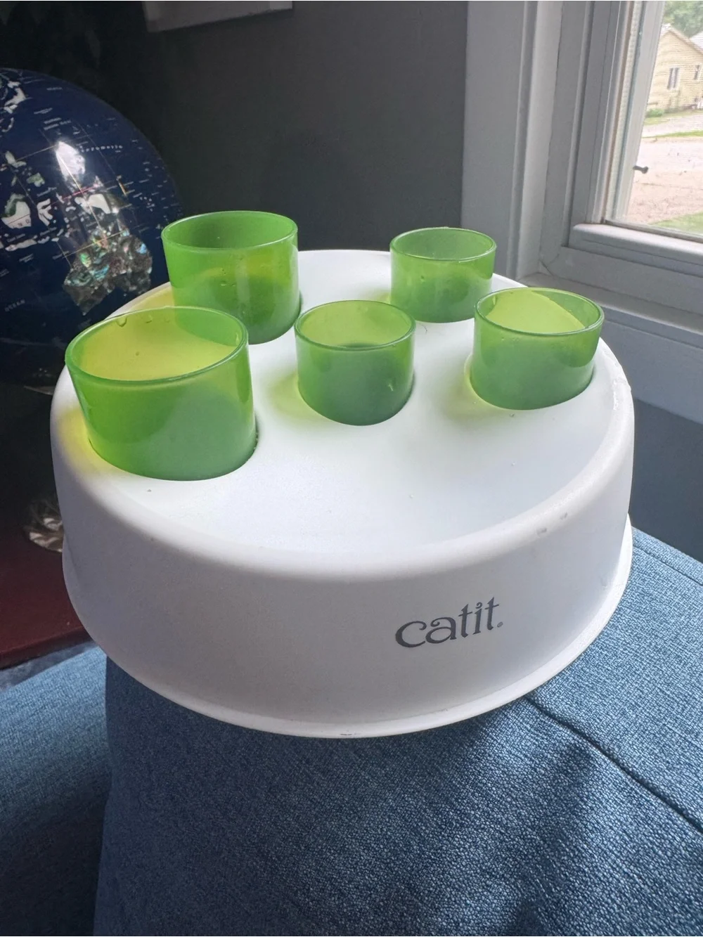 Senses 2.0 Slow Feeder Puzzle Bowl - White with Green Inserts